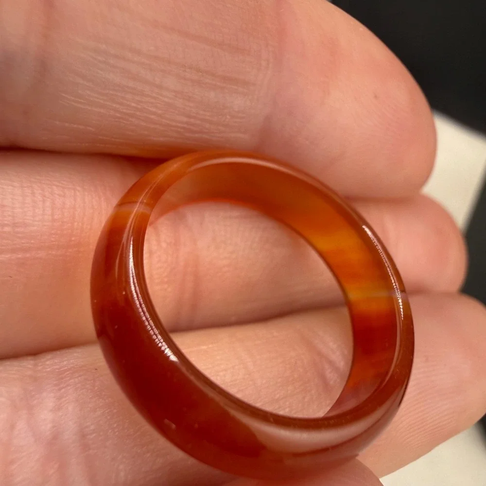 Vintage Polished Stone Ring Orange Size 7